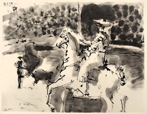 IMPRESIÓN PICASSO 1960 firmada + fechada 'en el plato' #Regalo único de ARTE VINTAGE - Imagen 1 de 4