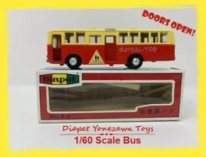 🚍 Diapet Yonezawa Toys 1/60 Scale Red & Yellow Bus with Opening Doors! 🚍 - Picture 1 of 11