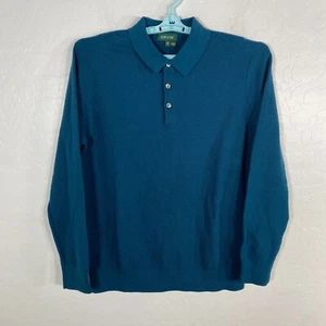 Orvis Sweater Mens Medium Blue Polo Pullover Knit Cotton Cashmere Blend - Picture 1 of 9