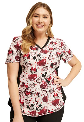 Mickey Minnie Mouse Cherokee Scrubs Disney Tooniforms V Neck Top TF783 MKRH - Image 1 of 4