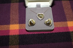 Peter Brams 14k/Sterling Herz Anhänger, Herz Ohrringe und 14k PBD Kette - Bild 1 von 8