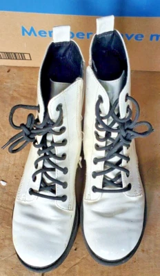 Botas de Combate Wonder Nation Jóvenes Niñas BLANCAS Brillantes Cremallera/Cordones TALLA 5 Foto 1 de 4