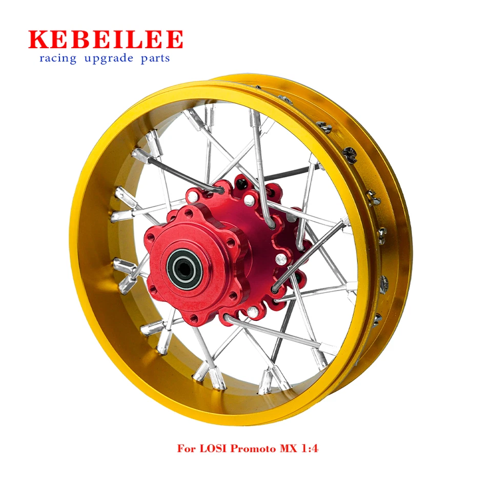 KEBEILEE CNC Aluminum Rear Wheel V2 For LOSI Promoto MX motorcycle  1:4 Gold - Image 1 of 1