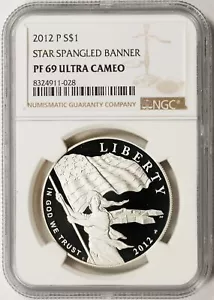2012-P Star Spangled Banner Silver Dollar $1 NGC PF69 Ultra Cameo - Picture 1 of 2