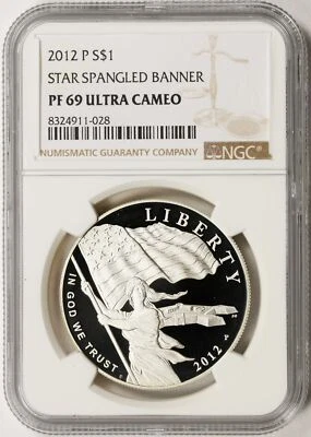 2012-P Star Spangled Banner Silver Dollar $1 NGC PF69 Ultra Cameo - Image 1 of 2