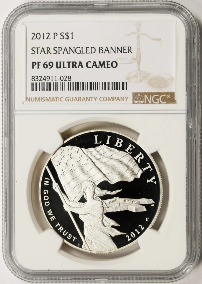 2012-P Star Spangled Banner Silver Dollar $1 NGC PF69 Ultra Cameo - Image 1 of 2