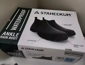 Staheekum Men's Ankle Waterproof Rain Boots - BLACK - Picture 1 of 11