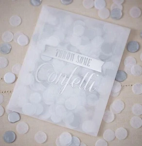 GINGER RAY TISSUE CONFETTI ENVELOPE SILVER/WHITE - WEDDING - BRAND NEW - Picture 1 of 2