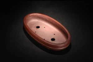 11.4" Chinese Antiqued Refine Zisha Handmade Oval Potted Bonsai Clay Flower Pot - Picture 1 of 6