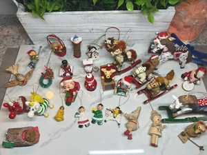 Surtido de adornos navideños de madera vintage ¡variedad de fabricantes coloridos! - Imagen 1 de 4