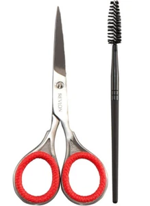 Revlon Stainless Steel Brow Trim Set Brush and Scissors Beard Mustache - Picture 1 of 3