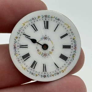 31,4 mm antike schöne Porzellan gemusterte Taschenuhr Zifferblatt Ersatzteile - Bild 1 von 8