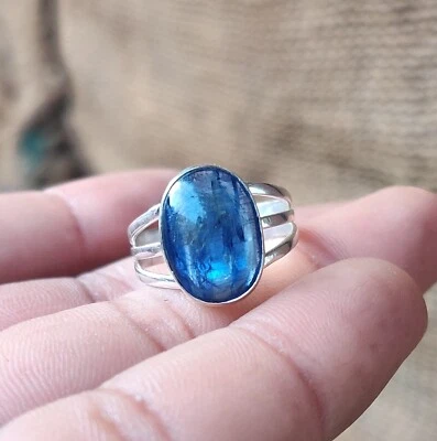 Natural Kyanite Blue Gemstone 925 Sterling Silver Handmade Ring Girl Gift PG1337 - Image 1 of 4