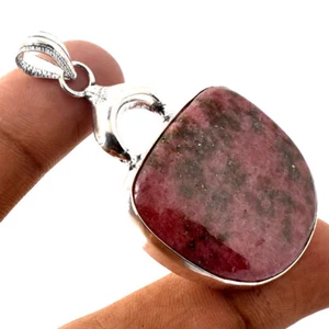 Rhodonite Gemstone Pendant Handmade Ethnic Antique Design Jewelry 2.3" Gift u301 - Picture 1 of 6