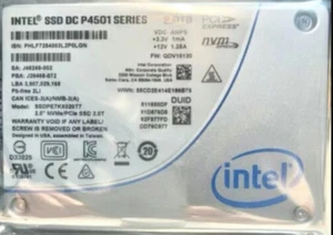 Intel P4501 Series 2TB SSD DC NVME U.2 2.5" SSDPE7KX020T701 Solid State Drive - Picture 1 of 1