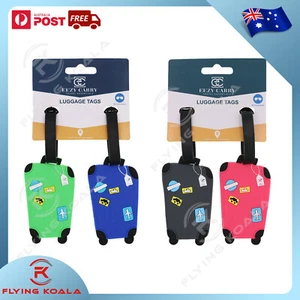 2 Pcs Travel Luggage Tags Rubber Baggage Tags Suitcase Labels With Name ID - Picture 1 of 6