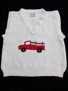 The Red Wagon Boston ivory creme wagon graphic Knit Sweater vest Child 3T. - Picture 1 of 10