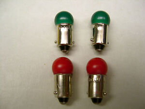 2 Red + 2 Green Small Globe 18 volt Bayonette Bulbs American Flyer Transformers
