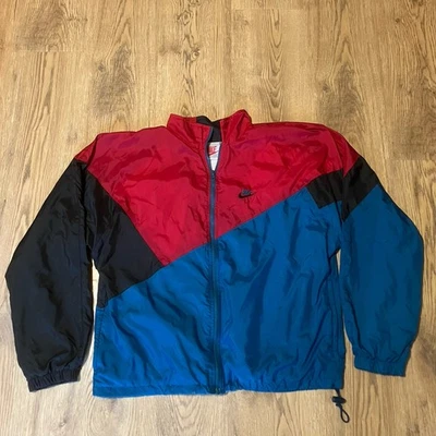 VTG Nike Windbreaker Jacket Mens M Blue Colorblock Swoosh Track Nylon 80s 90s - Image 1 of 4