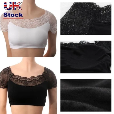 Cotton Seamless Smock Scoop Neck Lace Bra Crop Top Sexy Chest Wrap - Image 1 of 4