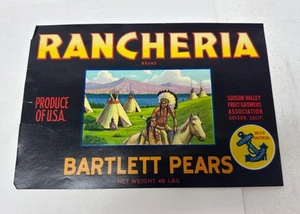 Rancheria Barlett Pears Label 11x7.5” - Picture 1 of 2