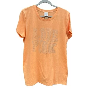 Victoria’s Secret PINK Campus T-Shirt Damen Large Orange Glanz Kurzarm - Bild 1 von 5