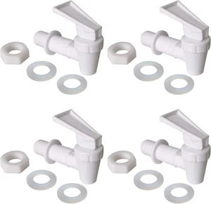 Replacement Cooler Faucet 4 White Water Dispenser Tap Set. BPA Free Plastic Spig - Picture 1 of 12
