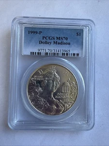 Dolley Madison 1999-P plata $1 graduación profesional MS70 - Imagen 1 de 4
