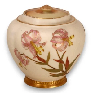 Royal Worcester Blush Ivory 1314 Lidded Ginger Jar Tea Caddy 115189 Antique 1891 - Picture 1 of 7