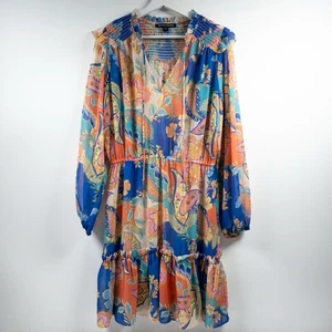 Boston Proper Damen Medium Boho Paisley Langarm gesmokte Taille Maxikleid - Bild 1 von 6