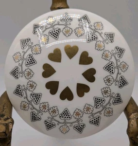 Porcelain Trinket Box Shakespeare Globe Theater Black Gold Hearts Grape - Picture 1 of 10