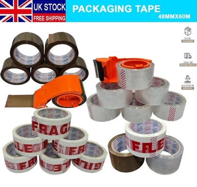 TAHA PACKING TAPE - BROWN / CLEAR / FRAGILE 48mm x 66M Rolls PARCEL TAPE