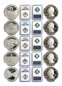 2011-S 25C National Parks 5 Coin Proof Silver Set NGC PF70 Ultra Cameo ER - Picture 1 of 11