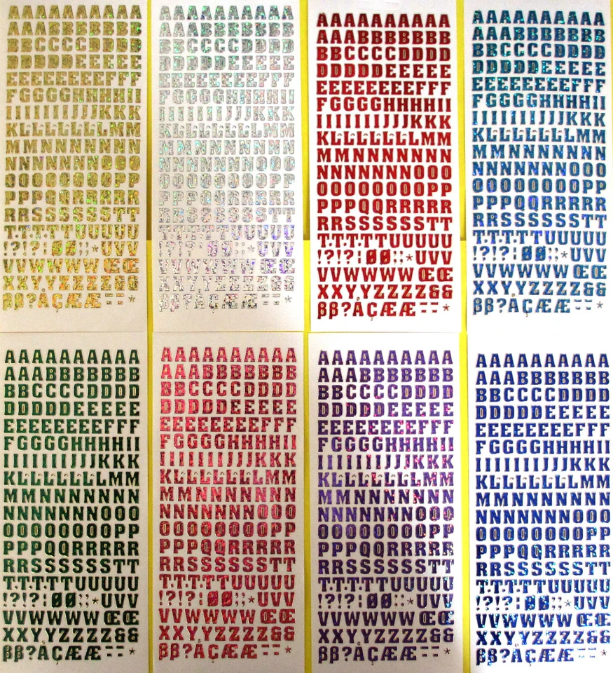 UPPERCASE ALPHABETS 10mm Diamond Shimmer Metallic Holographic PEEL OFF STICKERS  - image 1 of 1