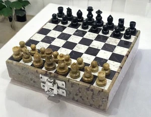 5" Elegant Soapstone Marble Chess Set With Pieces Luxury Playing Room Chess Deco - Picture 1 of 10
