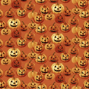 Henry Glass Haunted Village Jack-O-Lantern Pumpkin Fabric by The Yard - Picture 1 of 1