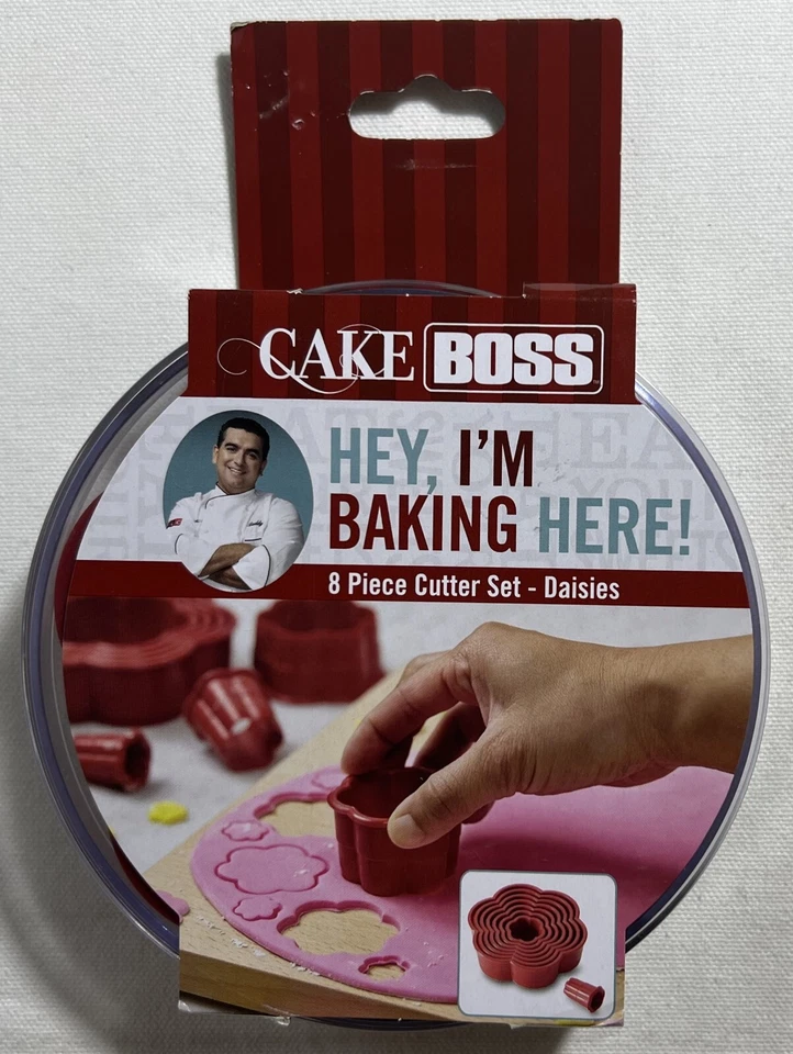 Cake Boss 59468 Decorating Tools 8-piece Nylon Daisy Fondant and Cookie Cutter Set Red