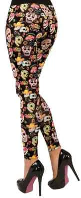 Leggings Dia dos Mortos Dia Muertos Caveira Fantasia Vestido Halloween Acessório - Imagem 1 de 2