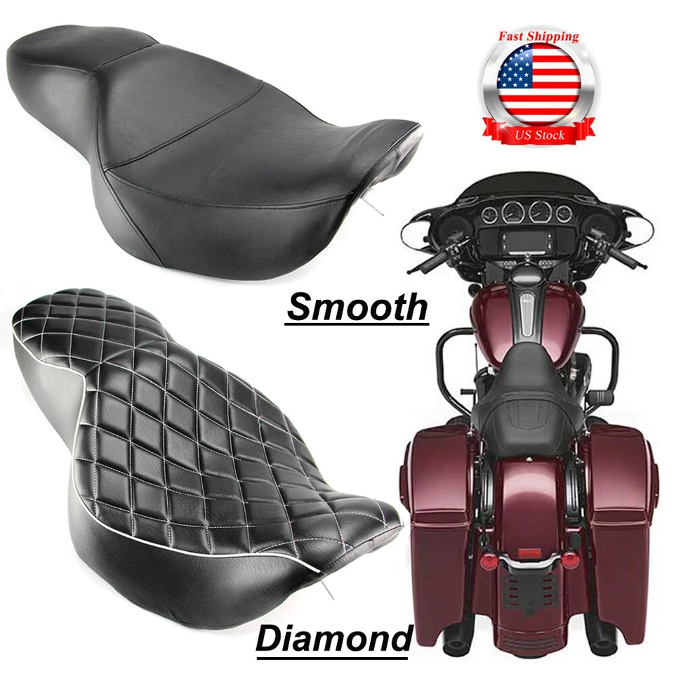 Sillín ancho Seat Low-Pro para Harley Touring Road King FLHR Classic Police 97-07 Foto 1 de 4