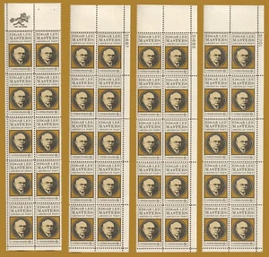 US # 1405 Edgar Lee Masters Poetry JUMBO MNH Plate ZIP Blocks (40 Stamps) - Picture 1 of 1