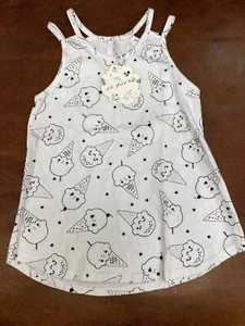 Camiseta sin mangas recortada rosa peonía niños niñas talla 3T niños conos de helado nueva con etiquetas - Imagen 1 de 6