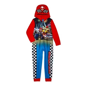 Super Mario Pajamas One Piece Hoodie Union Suit Costume Boys 4-12 Nintendo Kart - Picture 1 of 5