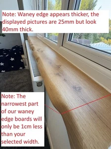 Solid Oak Shelves and Window Sills. Straight Or Waney Edge Live Edge - Picture 1 of 24