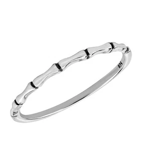 Cool Skinny Bone or Bamboo Link Band Sterling Silver Ring-8 - Picture 1 of 5