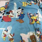 Vintage Disney World Magic Kingdom Flat Bed Sheet Mickey Minnie Pluto Goofy