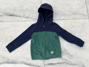 Oshkosh Boys Hoodie Green Navy Colorblock Full Zip Fleece Lined Jacket Pockets 6 - Picture 1 of 11