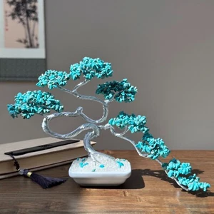 Turquoise Crystal tree Gemstone Bonsai Tree Wire Sculpture Home Decor - Picture 1 of 5