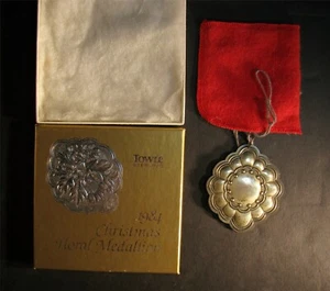 RARE 1984 Towle Christmas Floral Medallion Real Silver NEW Perfect Gift coin bar - Picture 1 of 3