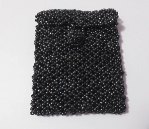 BLACK STONE BEAD CHANGE PURSE - Picture 1 of 4