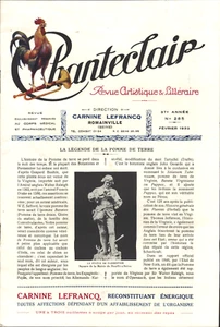 CHANTECLAIR Revue Artistique Carnine LEFRANCQ Parmentier Félix PANCIER Fév. 1932 - Picture 1 of 5